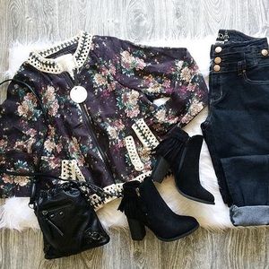 En Creme Garden of Peace Jacket - Navy